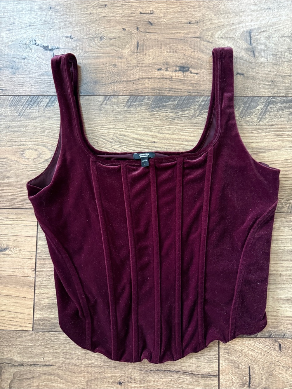 Express Burgundy Velvet Corset-Style Tank